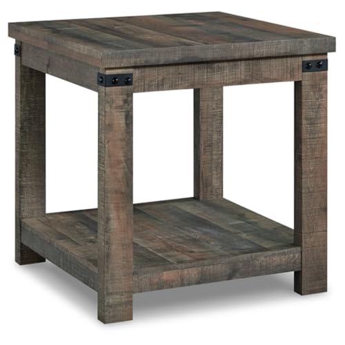 Signature Design by Ashley Hollum Rustic End Table with Shelf, Dark Brown
