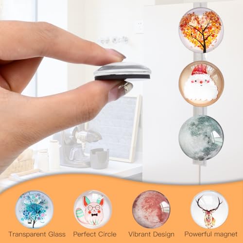 48PCS Magnete für Kühlschrank,Kristallglas Kühlschrankmagnete Glascabochons Glasmagnete kühlschrank Magnete Set Glasnuggets Klar Runde Scheibe Magnete für DIY Whiteboard Kühlschrank Wand Weihnachten