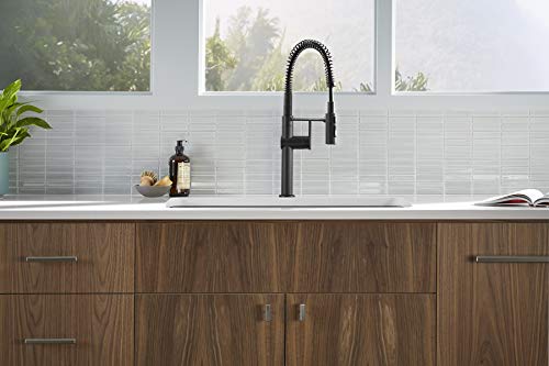 Kohler 22973-Bl Crue Kitchen Sink Faucet With Single Lever Handle, Pre-Rinse Kitchen Faucet, Commercial Faucet, 1 3-Hole Installation, Matte Black #TOP5