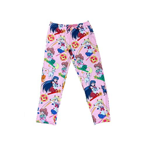 Bioworld Sailor Moon - Pantalones de pijama para mujer con estampado de personajes, para descansar, para dormir, Rosado, Large
