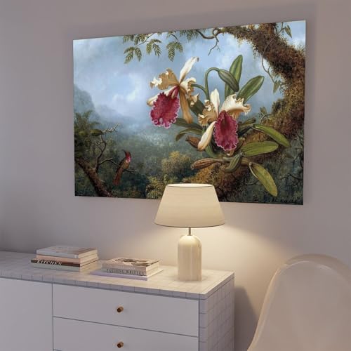 Impression sur toile Orchidées et colibri tableau salon