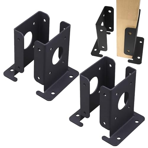 Ancla de poste de valla de madera, ancla de poste resistente - Soporte de poste ajustable para pérgola de valla de madera 4X4,Soporte estable, media base de poste de 4 piezas de acero negro para