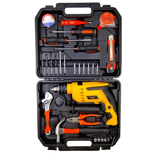 Image of Hillgrove HGCM1382M2 All in One Electric 950W 13mm Power Drill Electrical Hand Drilling Machine Tool Box Tools Kit Set for Home