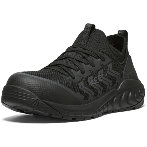 KEEN Utility Arvada Shift - Tenis de trabajo para mujer, de baja altura, con puntera compuesta, transpirables, cómodos, sin cordones, Negro/Magneto, 42 EU