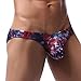 Generic Mens Sexy Low Rise Briefs Print Hawaiian Bikini Underwear for Men with Ball Pouch Stretchy Fashion Brief Thongs, Medium, Blue #02