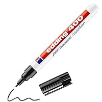 edding 400 permanent marker - black - 1 pen - fine round tip 1 mm - waterproof, quick-drying, smear-proof pens - for cardboard, plastic, wood, metal, glass and fabric