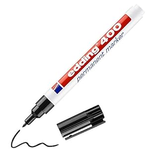 edding 400 permanent marker – black – 1 pen – fine round tip 1 mm – waterproof, quick-drying, smear-proof pens – for cardboard, plastic, wood, metal, glass and fabric