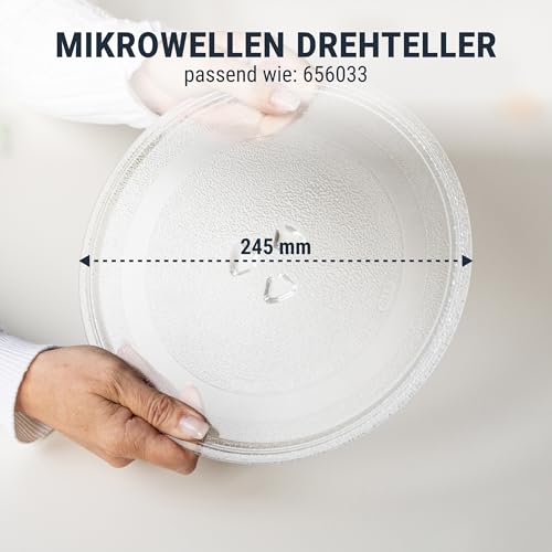 Drehteller Ø 245mm für Mikrowelle Glasteller Drehteller Ersatzteller Glasplatte Glasdrehteller für Mikrowellen Mikrowellenteller mit 3 Noppen