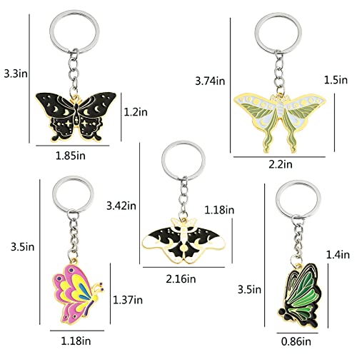 Blaziken Seven Colorful Butterfly Keychain 5Pcs Set For Purse Handbags Women Girl,Gold-Plated Butterfly, Silver Key Ring,Fashion Gifts #TOP3