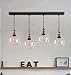 SUSUO Lighting 4-Lights Retro Country Style Clear Glass Island Chandelier Pendant Lighting Fixture，Antique Brass & Bronze Finish … (#1)