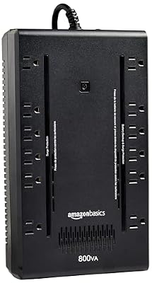 Amazon Basics UPS Battery Backup & Surge Protector, 800VA/450W, 12 Outlets, Standby Uninterruptible Power Supply, Compact, Black