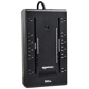 Amazon Basics UPS Battery Backup & Surge Protector 800VA/450W, 12 Outlets, Standby Uninterruptible Power Supply, for Power Outage Protection, Compact, Black