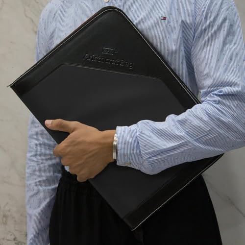 Image of SPS PU Leather 36-Pocket A4 File Organizer - Professional Document Holder for Certificates, Legal Documents, Home, Office, School Use (Black)