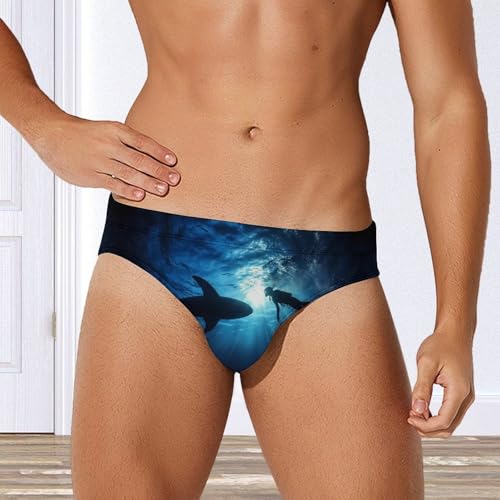 Freediver with Whale Shark Mens Swim Briefs Quick Dry Swim Trunk Bikini Underwear Swimsuit4