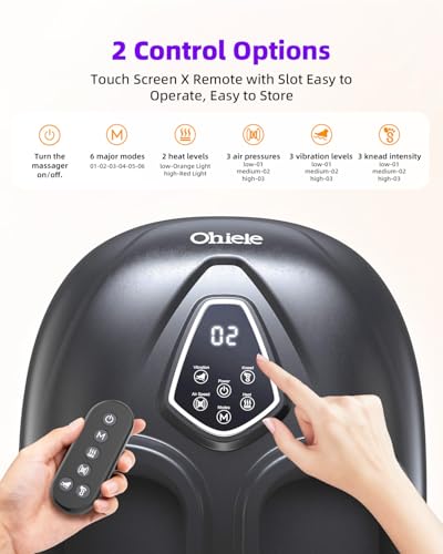 Image of Foot Massager with Heat, Shiatsu Foot Massager with Remote, Electric Feet Massage Machine for Neuropathy,Plantar Fasciitis, Circulation, FSA Eligible HSA Store Eligible Massager (Dark Black,Corded)