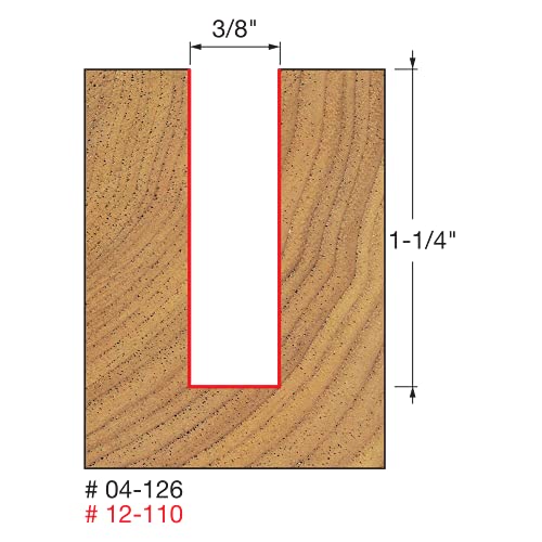 Freud 12-110: 3/8" (dia.) Double Flute Straight Bit with 1/2" shank, 2-7/8" overall length,Red, Pack of 1 - Image 2