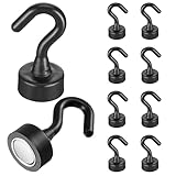 Wanmu 8 Stück Magnethaken Magnet Haken Extra Starke Magnetische Haken Hakenmagnete Stanzfrei Magnethacken für Camping Schließfächer Werkstatteinrichtung Kleiderhaken (Schwarz)