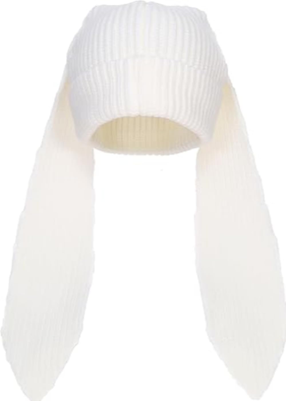 YEKEYI Long Ears Funny Hat Knit Beanie Hats Cute Bunny Winter Cap Warm Knit Rabbit Crochet Skull Cap White