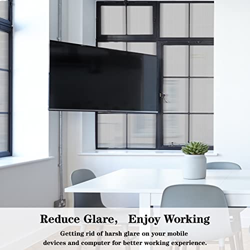 Concus-T Pinstripes Reflective Window Film Daytime Privacy Window Tinted Film Anti-Uv Solar Film Home Office Static Cling, Black Silver, 11.81 Inch X 6.5 Feet #TOP3