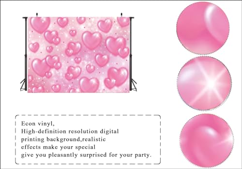 Fondo Fotográfico Rosa Corazón 7x5ft para Fiesta miniatura 3