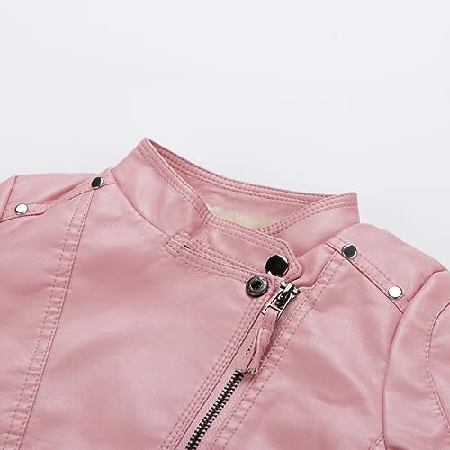 Kids Girl Spring Pu Leather Jacket Motorcycle Fleece Coat For Boy Winter Clothes2