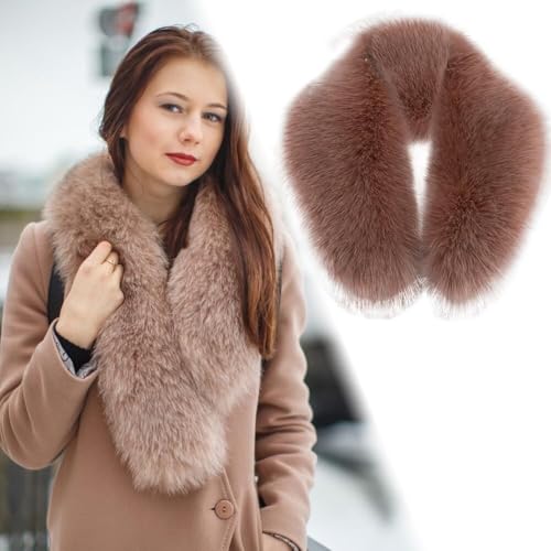 Faux Fur Collar for Women, Detachable Faux Fur Collar Hood Trim Replacement for Winter Coats & Jackets4