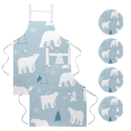 Tablier de cuisine ours polaire pour pâtisserie en famille et bistrot