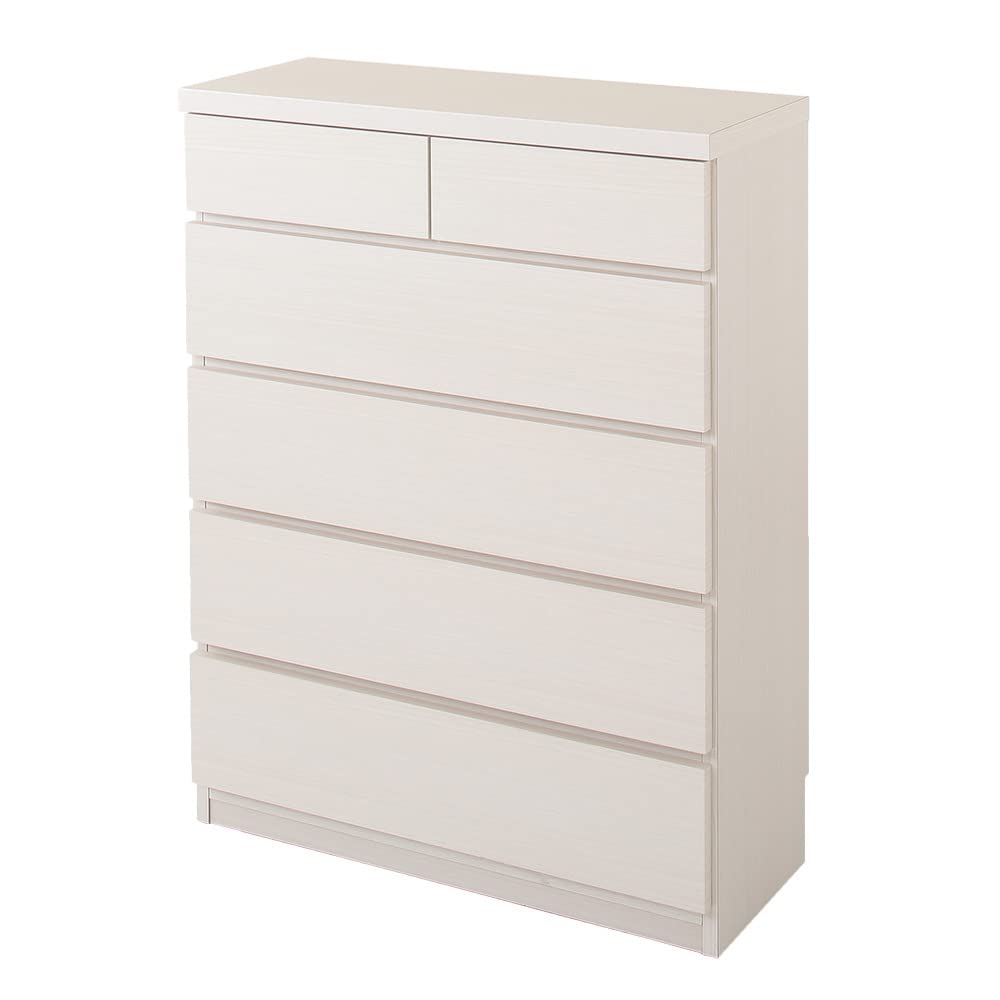 Amazon｜頑丈薄型チェスト/収納棚 【5段 幅75cm ホワイト木目調】 奥行