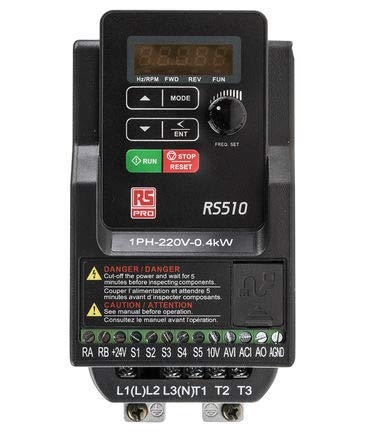 RS PRO RS510 1-Phasen Frequenzumrichter 0.4 kW 240V ac 2.6 A 599Hz