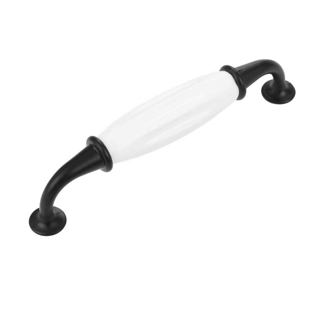 Yeah-hhi Hardware Furniture Drawer Pulls Cupboard Knobs,FBSHOP(TM) 10 Pcs White+Black Ceramic Door Handle Cabinet Pull Vintage Cupboard Drawer Knob,B-Single Hole (Color : Ahole Distance:96mm)