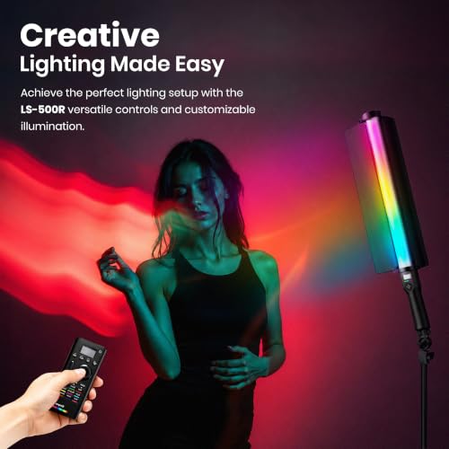 Image of Simpex LS500R RGB LED Photography Light Stick | Rechargeable Video Light with 360 Full Color RGB, 2700K-7500K Bi-Color, CRI 96+, 15 FX Effects, Music Sync Mode for YouTube, Vlogging, Photography