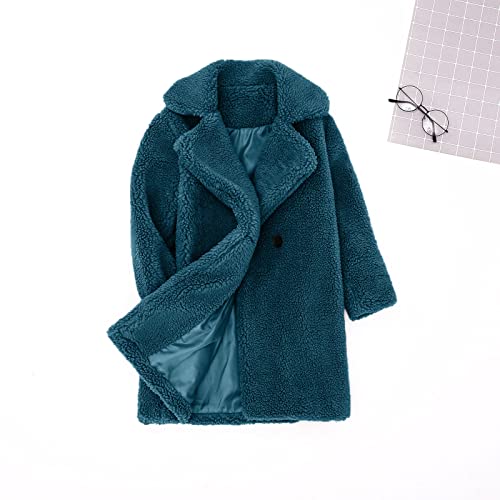 KAGAYD Toddler Child Girl Fuzzy Coat Solid Color Dress Coats Fall Winter Thick Warm Jacket Outwear with Pockets3