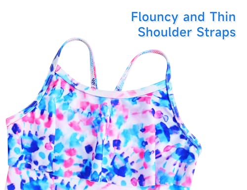 Image of Girls Tankini Swimsuit UPF50+ Ruffle 2 Piece Bathing Suit Full Coverage Kids Swimwear Ages 2-14 Years