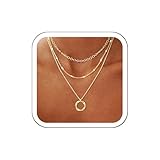 Picuzzy Layered 14K Gold Plated Choker Necklaces for Women, Stackable Stacked Stacking Layering Dainty Necklace Beach Circle Paperclip Cute Pendant Chain Necklaces Trendy Jewelry Set for Women