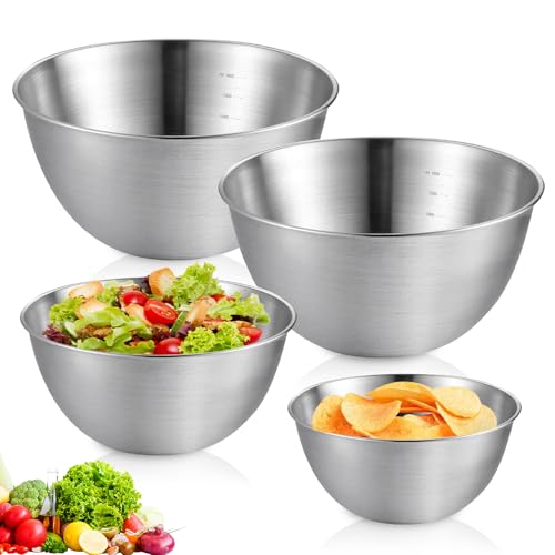 SUNOYA Cul De Poule Inox, Bols Mélangeurs En Acier Inoxydable, Bol Inox, Saladiers, Bols À Mélanger, Saladier Inox Avec Balance Pour Mélanger Salade De...