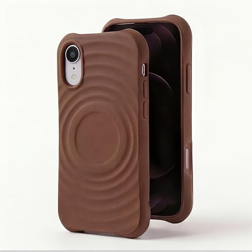 Image of amazon basics Shockproof Case for iPhone XR | Ripple Pattern | Camera Protection | Protective Cover with Enhanced Grip & Wireless Charging Support - Brown