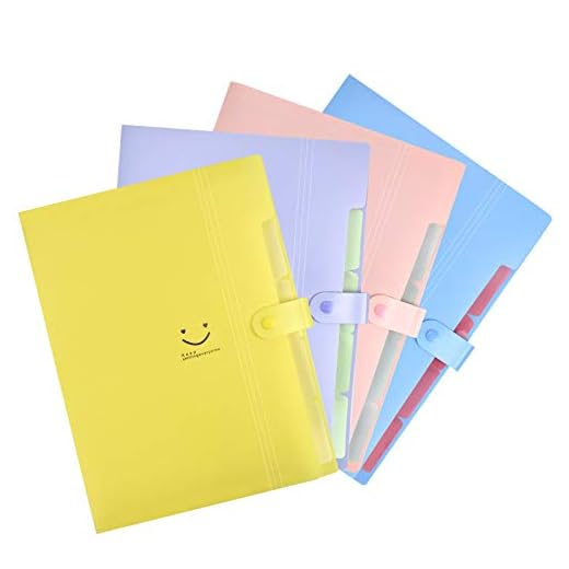 Natuce 4 Pz Carpeta Acordeón A4, Carpeta Clasificadora de 5 Bolsillos, Carpeta de Archivos A4, Carpeta Separadores Plastico, Archivadores Documentos para 150-200 Hojas para Oficina Escuela Casa