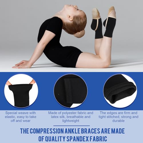 Image of Tarpop 4 Pairs Kids Ankle Brace Set Foot Support Stabilizer Wraps Protector Guard Knitted Ankle Sleeve Sock Support Compression Socks for Injury Prevention (Medium,Black)