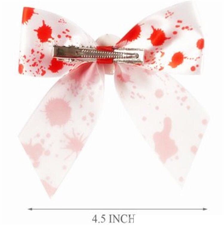 Pinza Halloween Blood Bow Clips Hallowmas Eyeball Bowknot Pin Halloween Bloods Hair Bow BHWH05 (A1-Blood Bow) miniatura 3