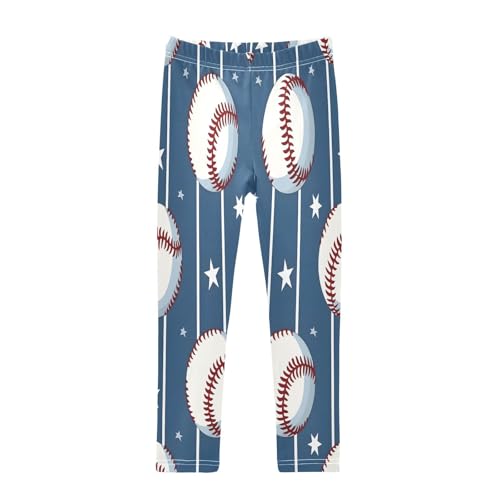 Toddler Girls Leggings Printed Yoga Pants Leggings Sport Baseball Balls Star Blue Stipes for Kids