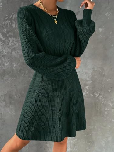 winter dresses for women Knit Lantern Sleeve Sweater Dress3
