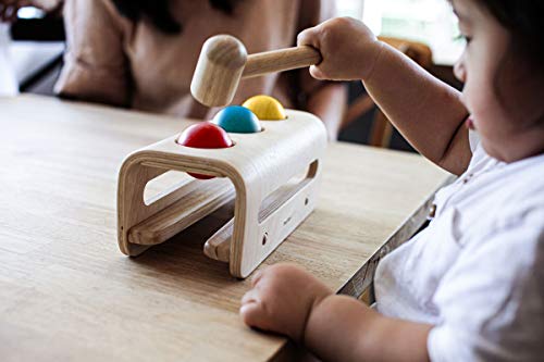 Image of PlanToys Wooden Hammer Balls Pounding and Hammering Toy (5396) | Sustainably Made from Rubberwood and Non-Toxic Paints and Dyes