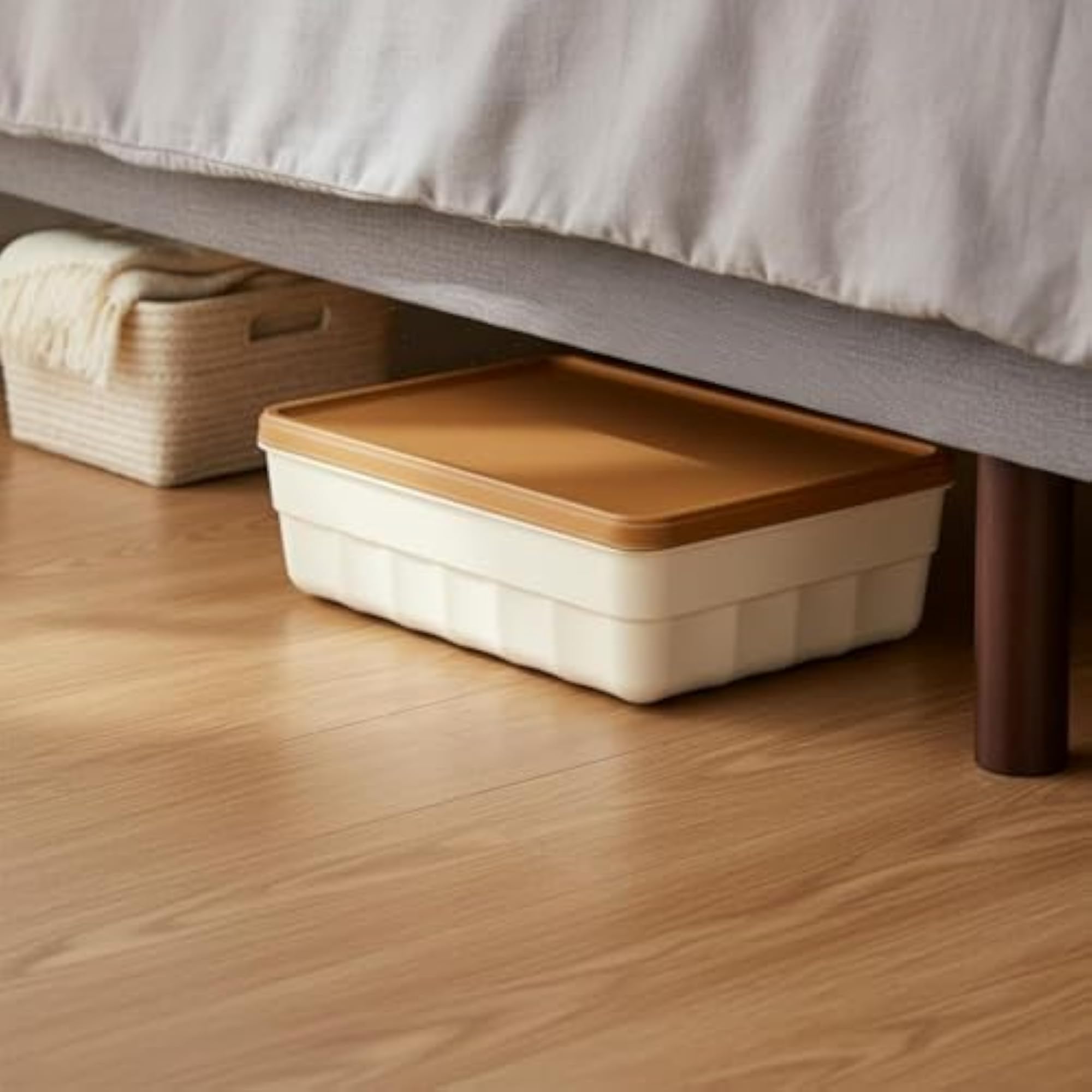 Large Capacity Plastic Storage Bin with Lid, Multipurpose Stackable Storage Box
