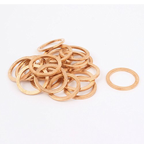 sourcing map 20 Stück Kupferdichtringe 20mm x 26mm x 2mm Metrische Form Kupfer Flach Scheibe