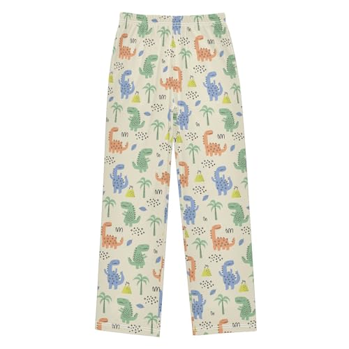 ZZXXB Dinosaur and Volcano Boys Long Pants Soft Trousers Elastic Waist Kids Lounge Bottoms with Pockets S-XL
