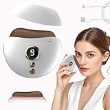 Ems Gua Sha, Gua Sha Elektrisch 4-In-1-Gesichtsschaber Rotlicht-Bianstone-SchabegeräT 9-Stufig Einstellbare Vibration und WäRme – Facelift-GeräT füR Anti-Aging, Anti-Falten und öDementfernung