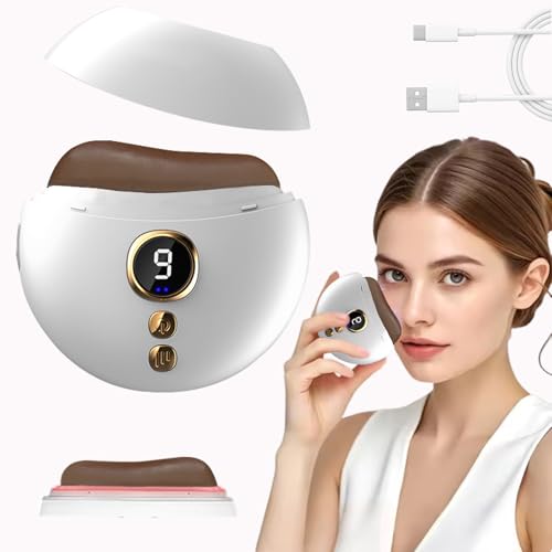 Guasha facial, masajeador facial masajeador facial antiarrugas raspador de luz roja con 9 niveles de vibración y calor ajustables para tratamientos antienvejecimiento, antiarrugas y antiedema