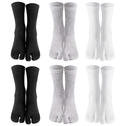 6 Pairs Japanese Toes Separated Cotton Elastic Split Socks for Unisex Free Size