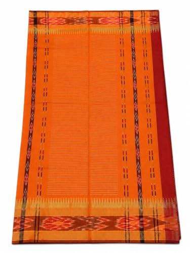 Generic orange sambalpuri silk saree – image 3
