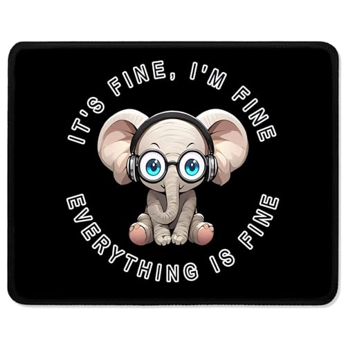 ITNRSIIET Mouse Pad with Stitched Edges, Premium-Textured Mouse Mat Pad, Non-Slip Rubber Base Mousepad for Gaming Laptop Computer & PC 260×210×3mm,Pretty Fine Elephant